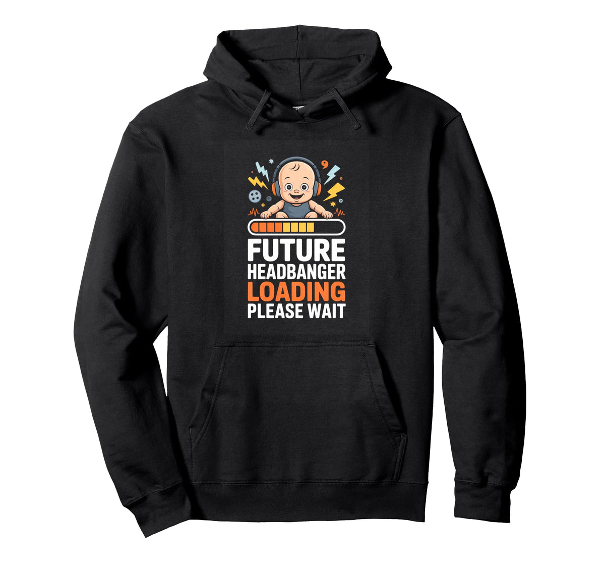 Future Headbanger Loading Please Wait Rock Hoodie - Unique Graphic Unisex