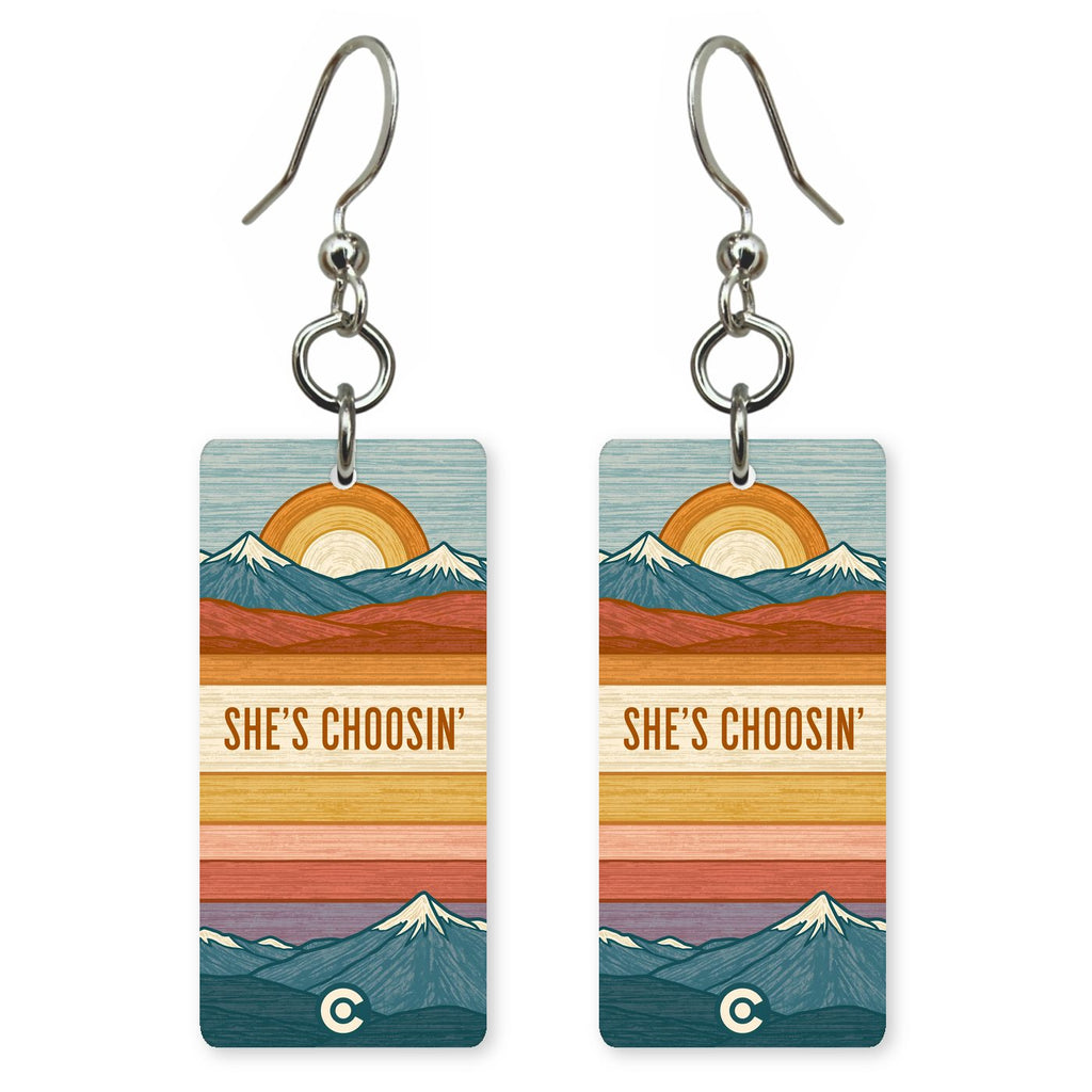 She's Choosing Colorado Earrings | Retro Stripes Mountains | SC6A